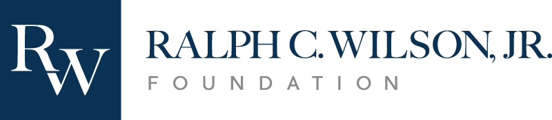 Ralph C. Wilson, Jr. Foundation Logo. blue square with RW initials inside and blue title text.